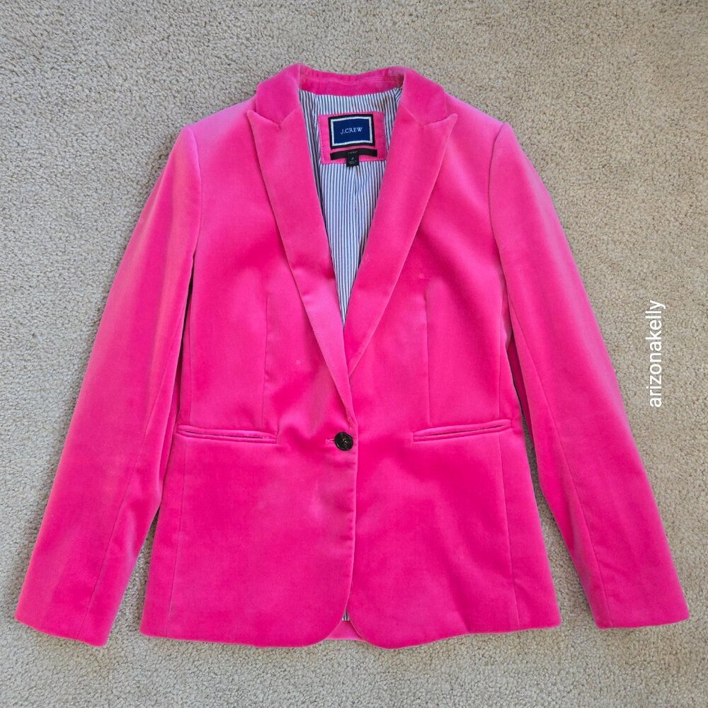 NWOT J. Crew Parke Velvet Blazer HOT PINK "Bright Begonia" - Picture 5 of 14